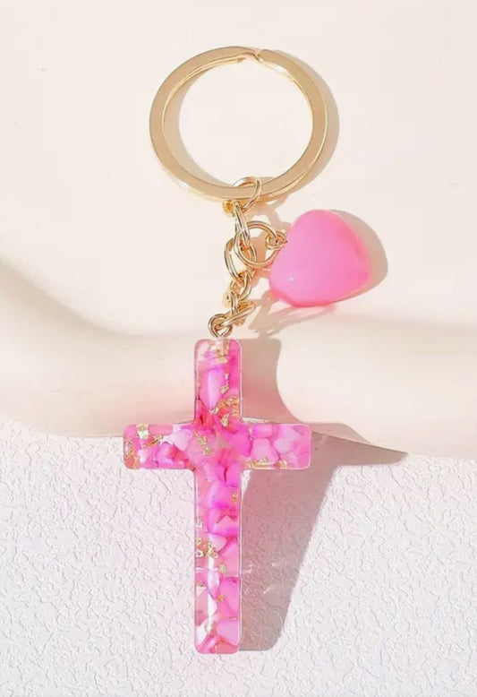 Pinker "Kreuz" Schlüsselanhänger